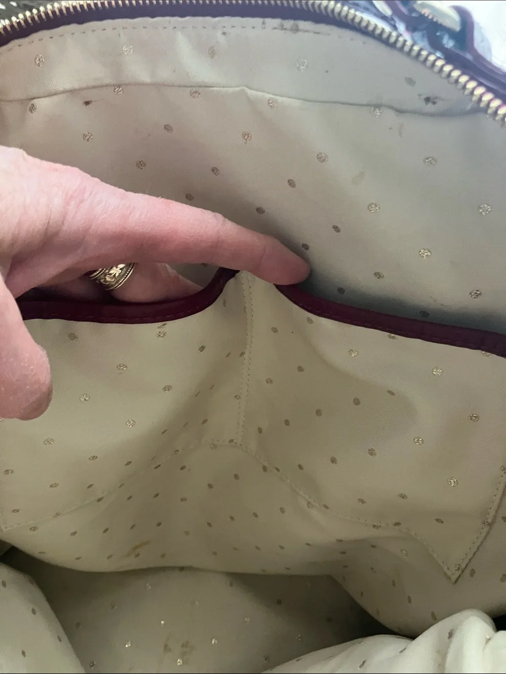 kate spade burgundy wine red patent leather embossed lg shoulder hand bag rare